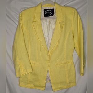 Love Tree Yellow Linen Blazer, Medium